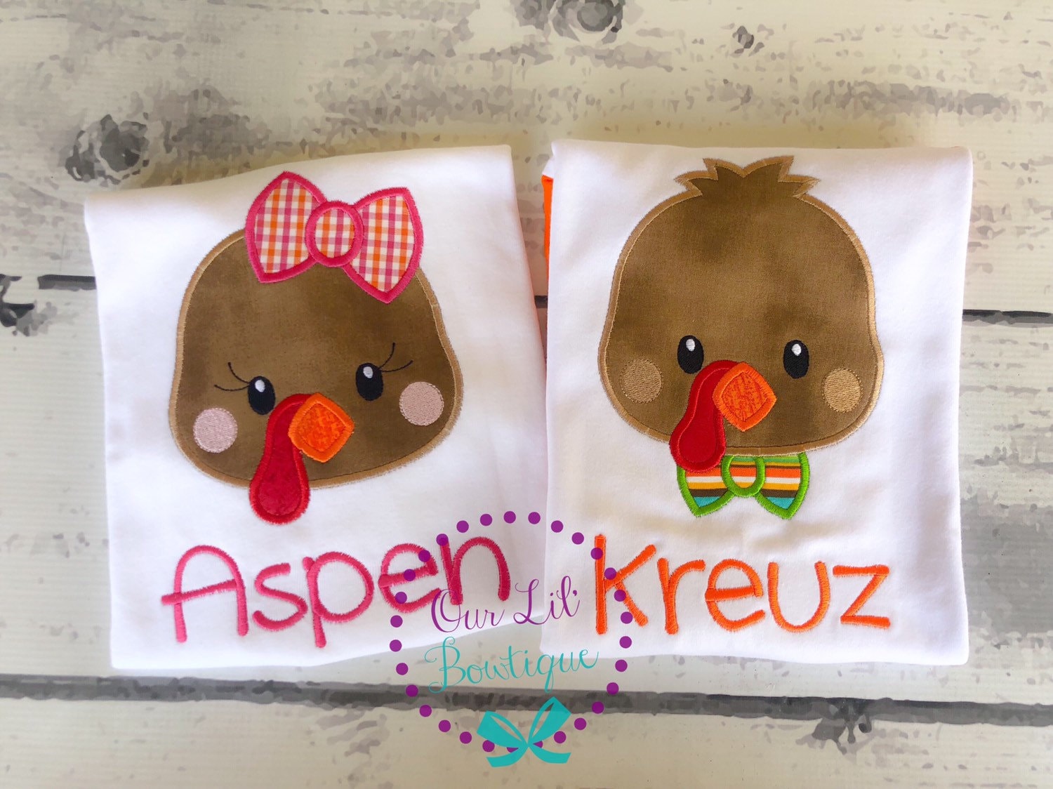 Thanksgiving Turkey Applique Shirt: Personalized First Thanksgiving