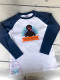 Boys Thanksgiving Shirt: Vintage Turkey Applique, Raggy Stitch