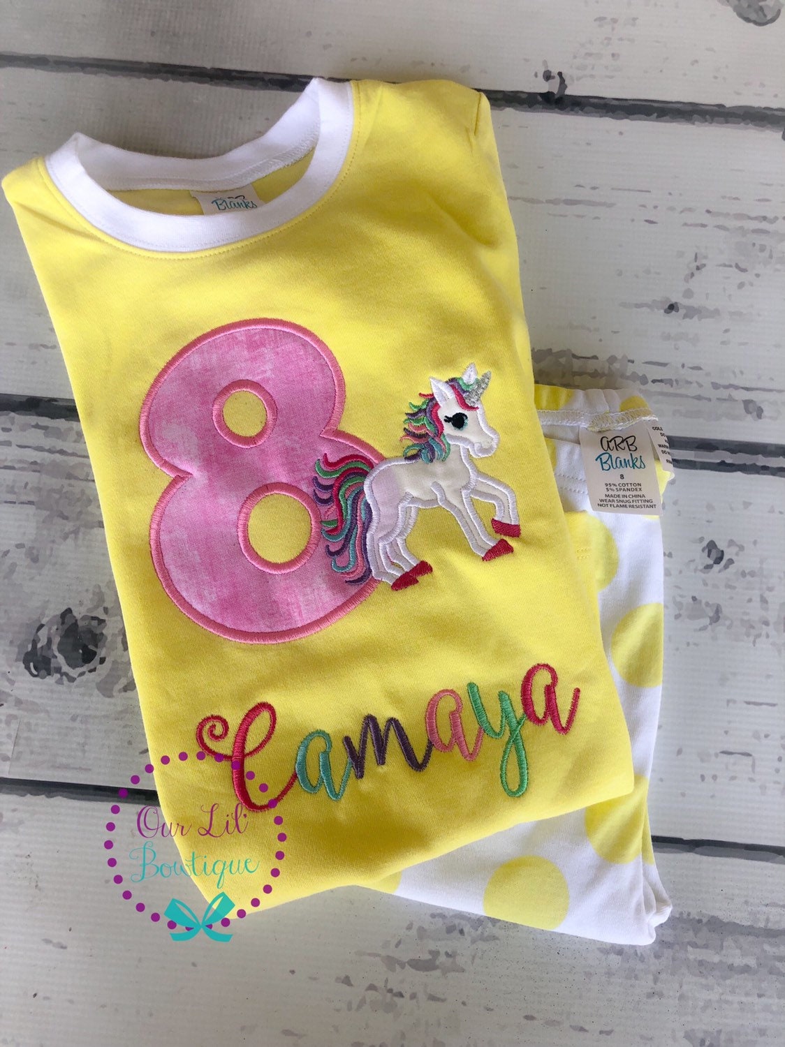 Unicorn Pajamas - Personalized Birthday Applique PJs - Unicorn Applique - Birthday