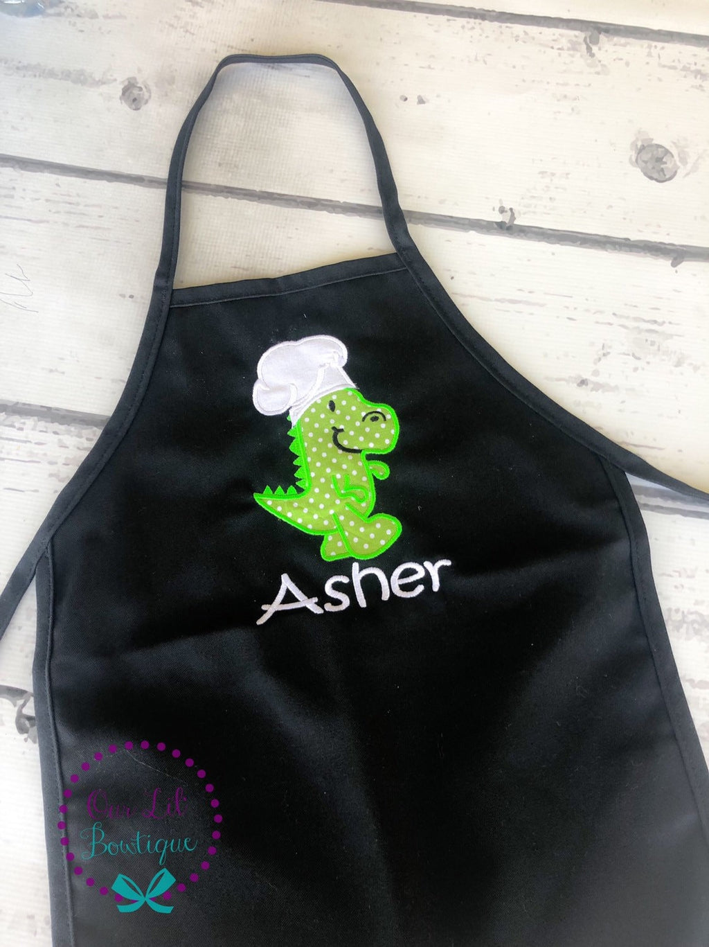 Personalized Dinosaur Birthday Apron: Chef T-Rex Appliqué