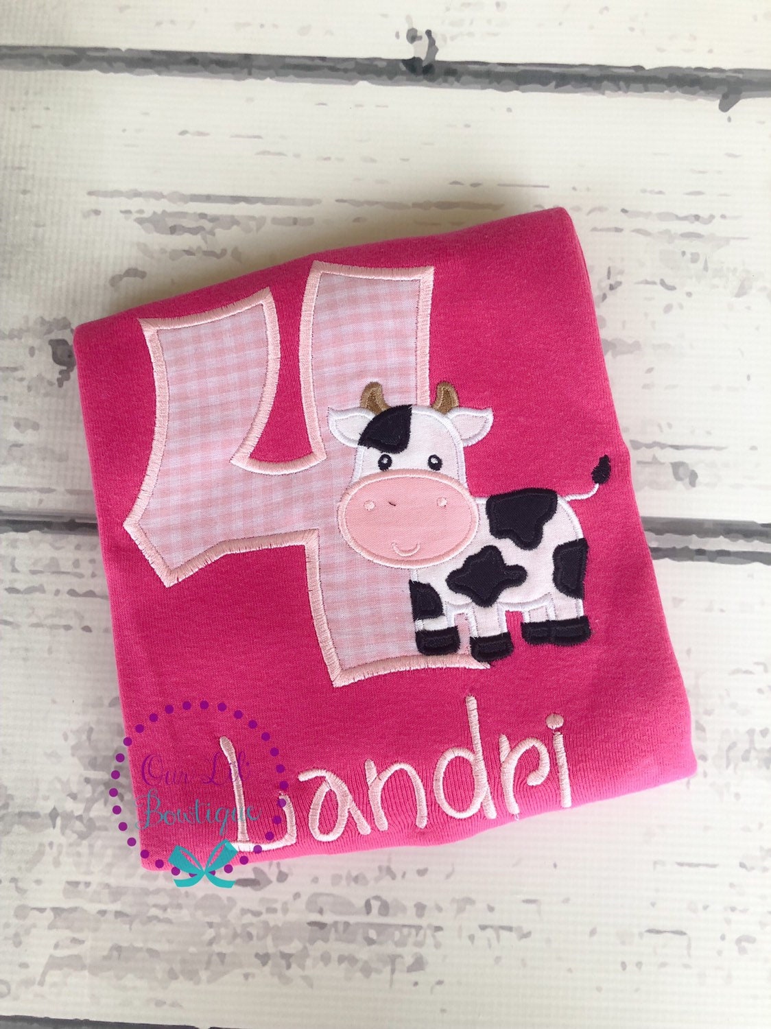 Cow Birthday Applique Shirt: Personalized Farm T-Shirt