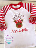 Personalized Reindeer Applique Christmas Shirt