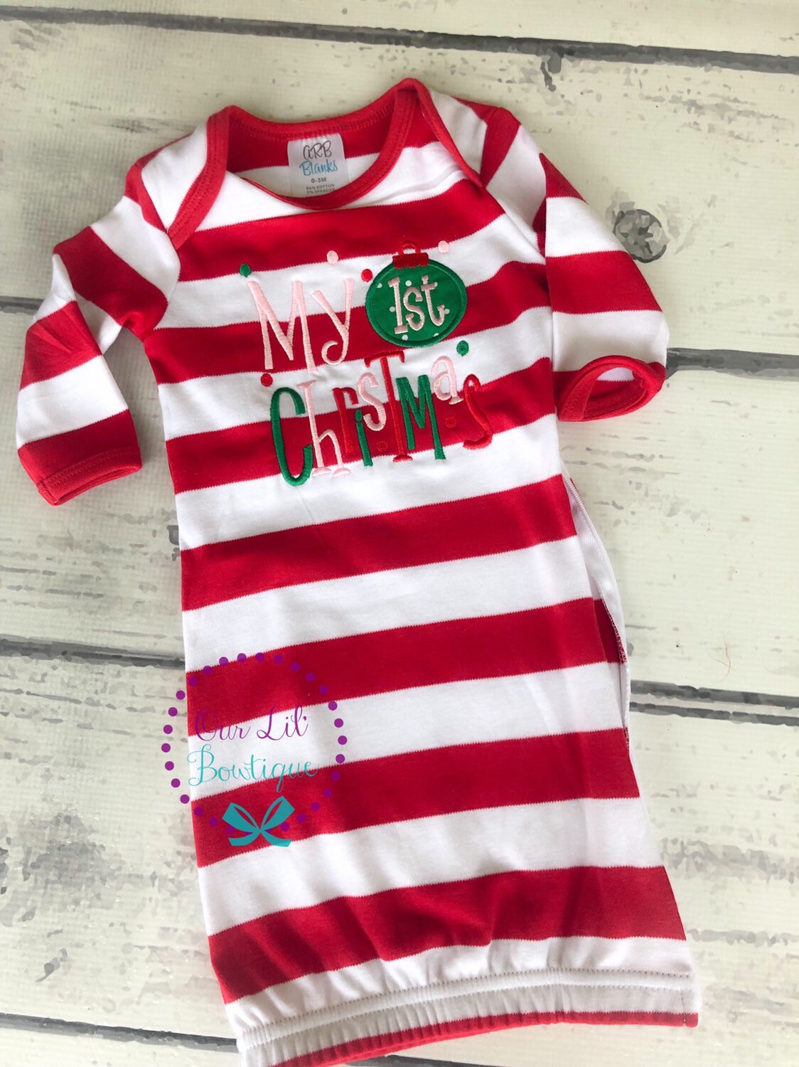 My 1st Christmas Gown- Baby Gown- First Christmas Shirt - First Christmas - Personalized Shirt - Personalized Gown - Baby Gown Christmas