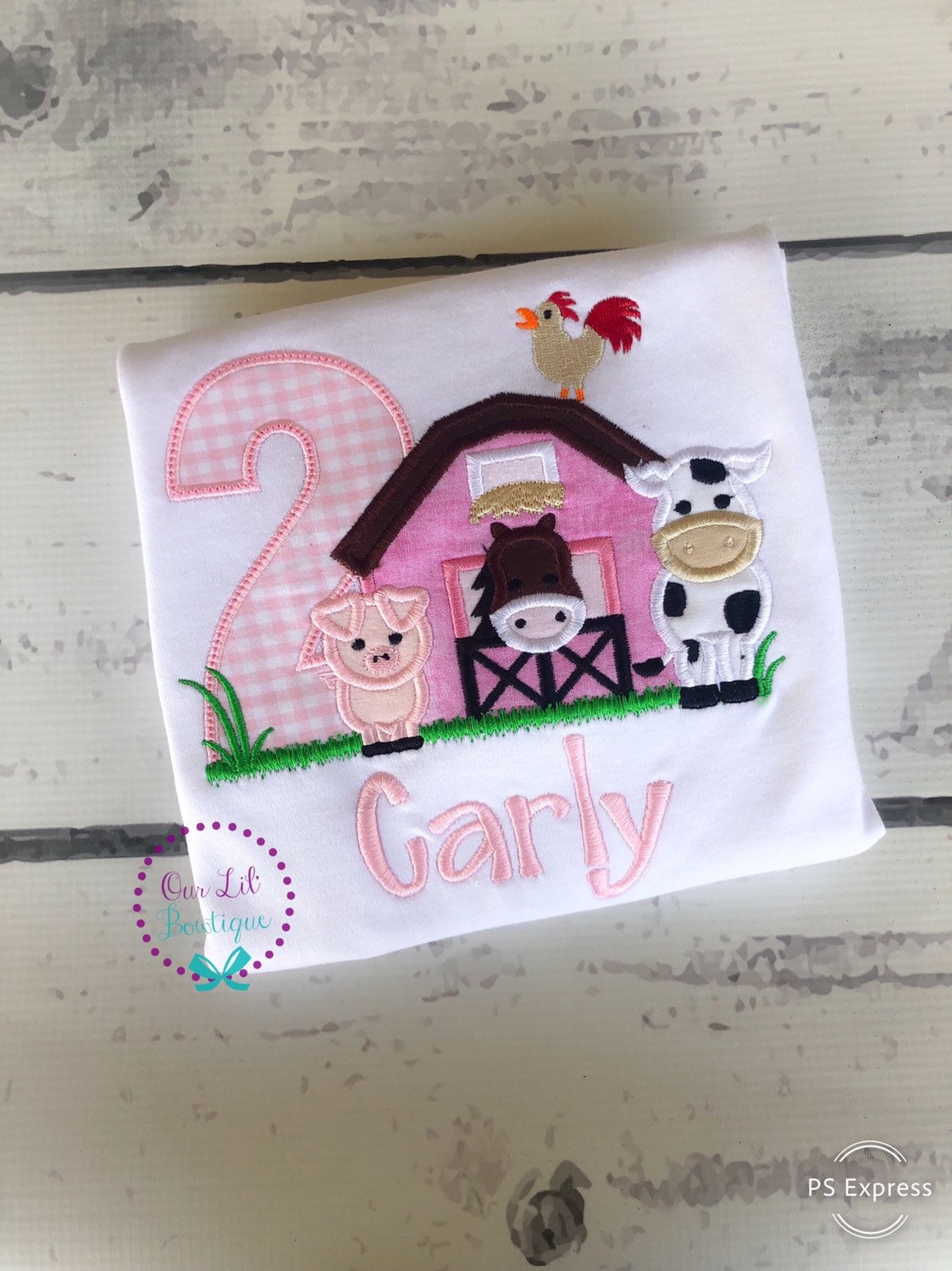Personalized Farm Birthday Shirt: Barn Animals Appliqué