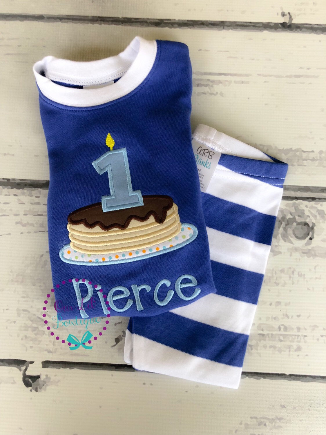 Personalized Pancake Birthday Outfit- Appliqué Shirt & Pants