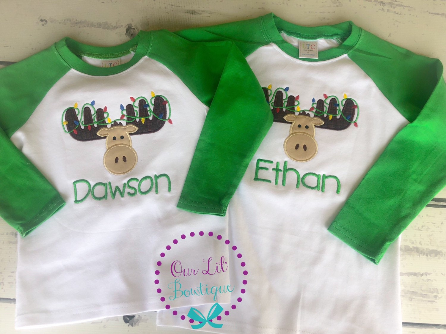 Christmas Moose Appliqué Shirt - Personalized Holiday Outfit
