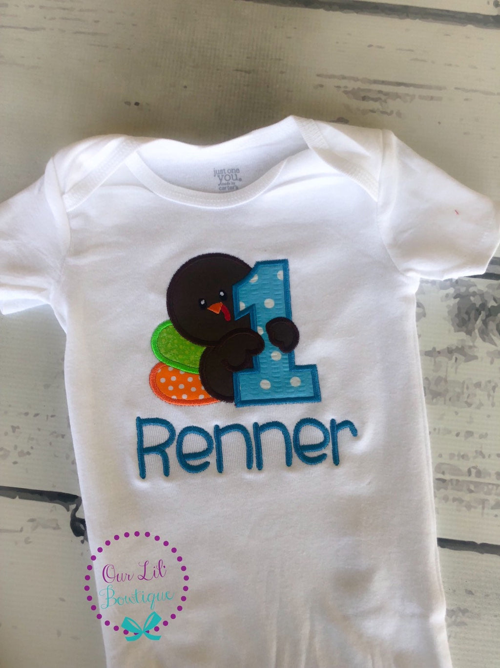 Personalized My 1st Thanksgiving Shirt - Baby Toddler Turkey Applique