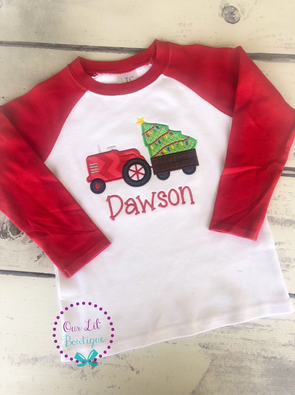 Christmas Tree Tractor - Boy's Christmas Tractor- Christmas Tree - Boy- Girl - Toddler - Infant - Baby - Personalized Shirt - Tractor