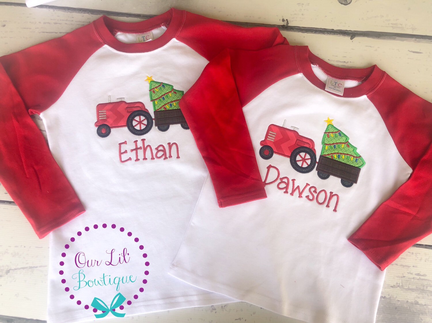 Christmas Tree Tractor - Boy's Christmas Tractor- Christmas Tree - Boy- Girl - Toddler - Infant - Baby - Personalized Shirt - Tractor
