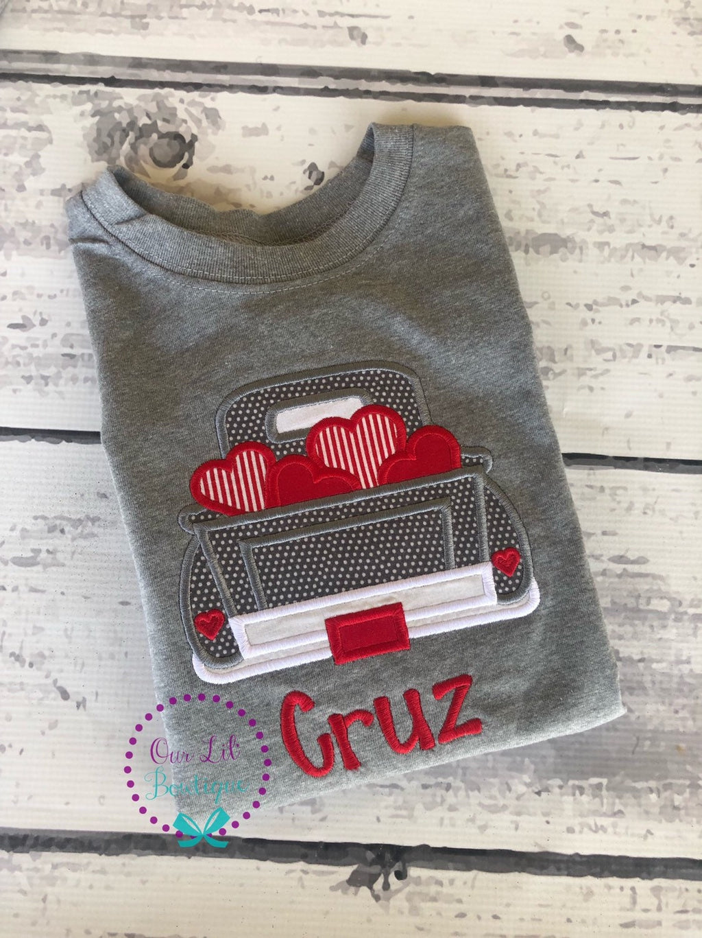 Personalized Valentine's Truck Appliqué Shirt - Baby & Toddler