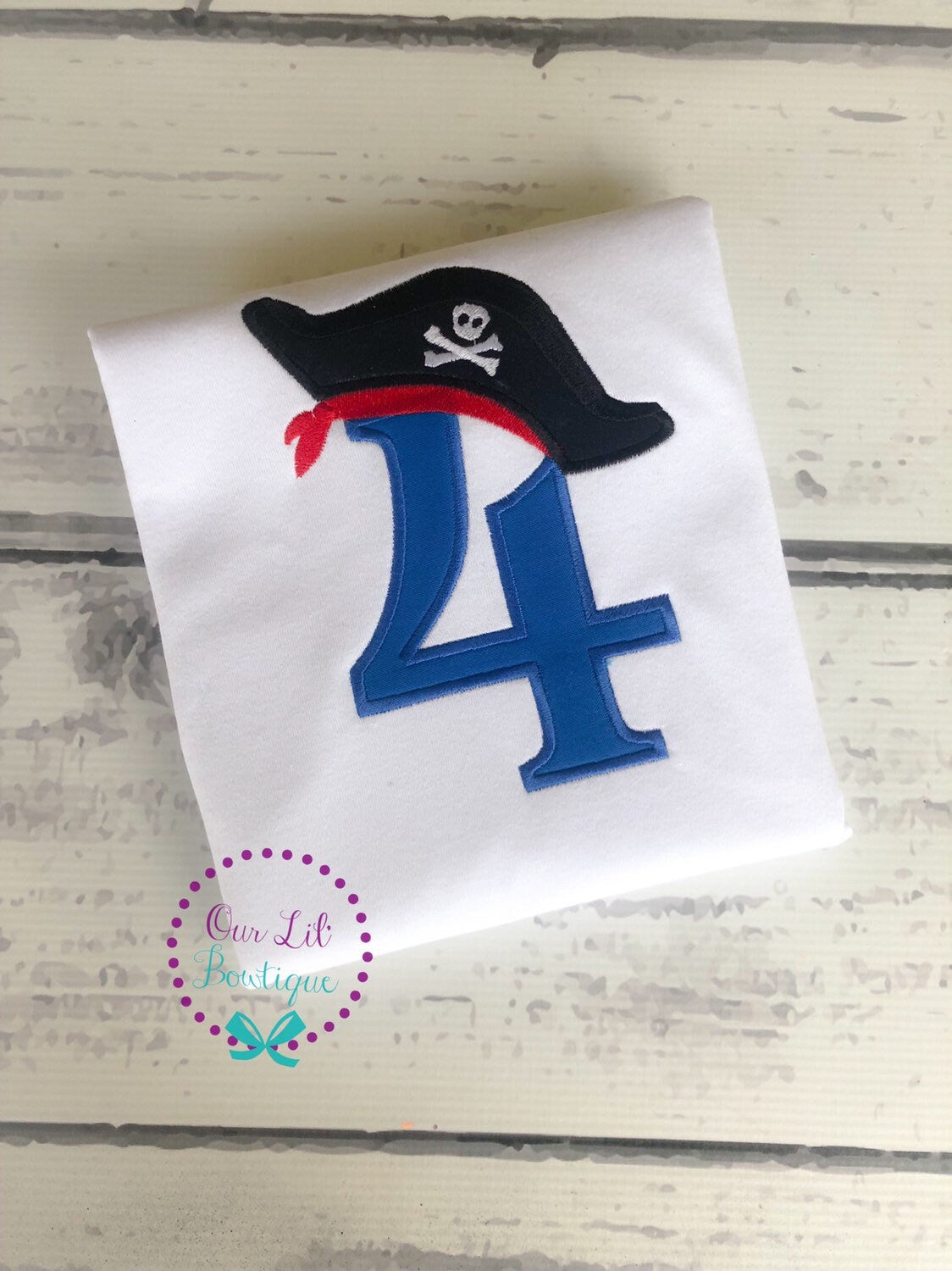 Personalized Pirate Birthday Shirt: Embroidered Number & Name