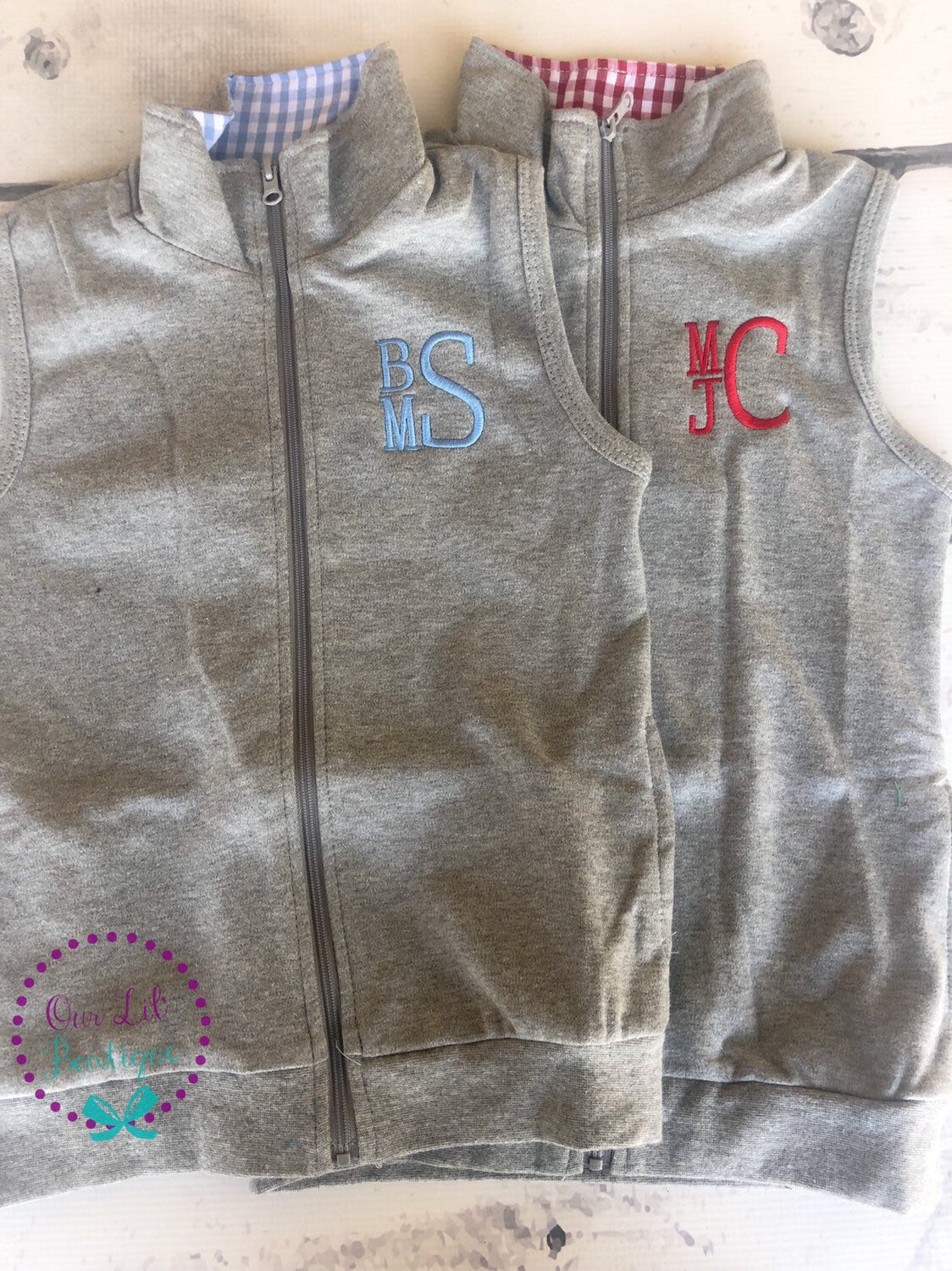 Personalized Kids Vest - Personalized Vest - Monogrammed Vest - Boys Monogram Vest - Gingham