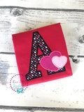 Personalized Valentine Applique Shirt - Initial Heart - Kids Valentine's Day