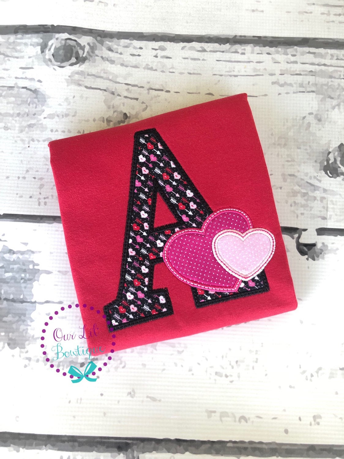 Personalized Valentine Applique Shirt - Initial Heart - Kids Valentine's Day