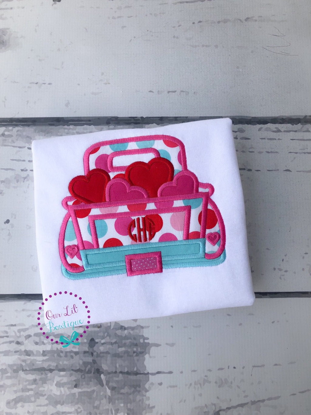 Personalized Valentine's Truck Appliqué Shirt: Embroidered Heart Truck