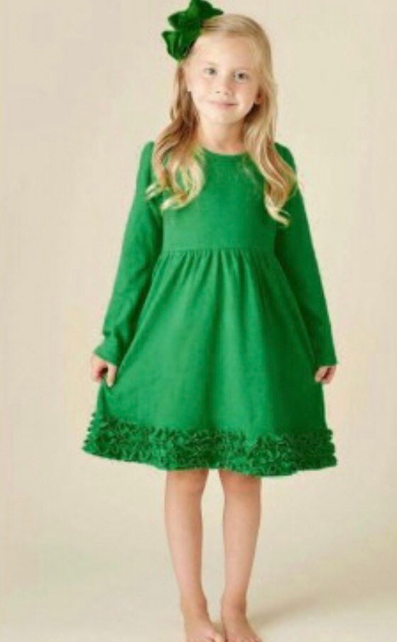 Girls St. Patrick's Day Dress: Unicorn Shamrock Applique, Monogram Option
