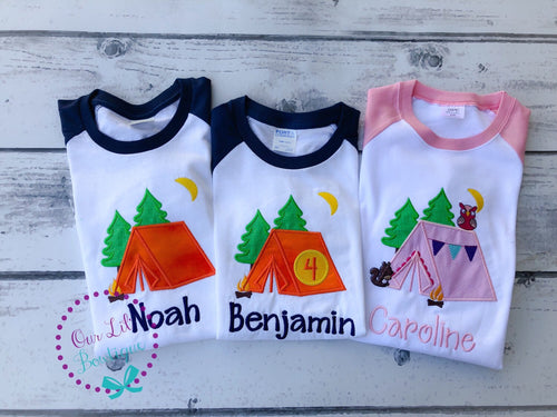 Campfire Birthday Shirt: Personalized Camping Party Tee