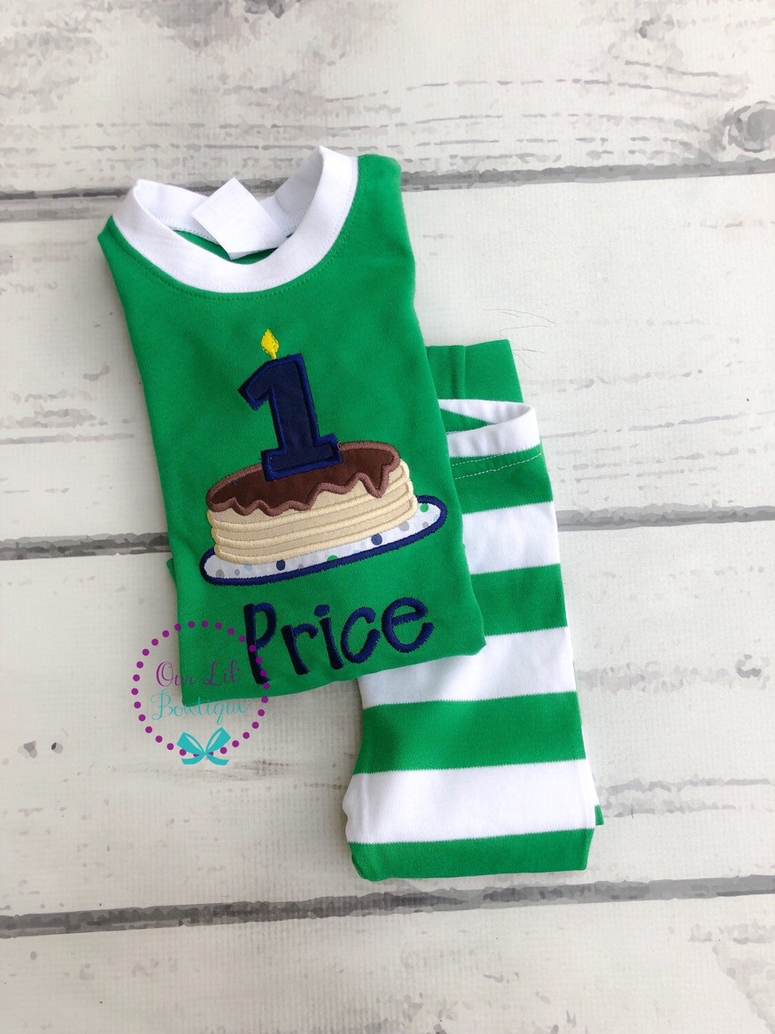 Personalized Pancake Birthday Outfit: Appliqué Shirt & Pants