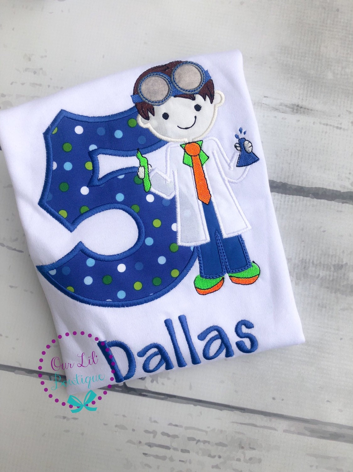 Personalized Scientist Birthday Shirt: Applique Outfit