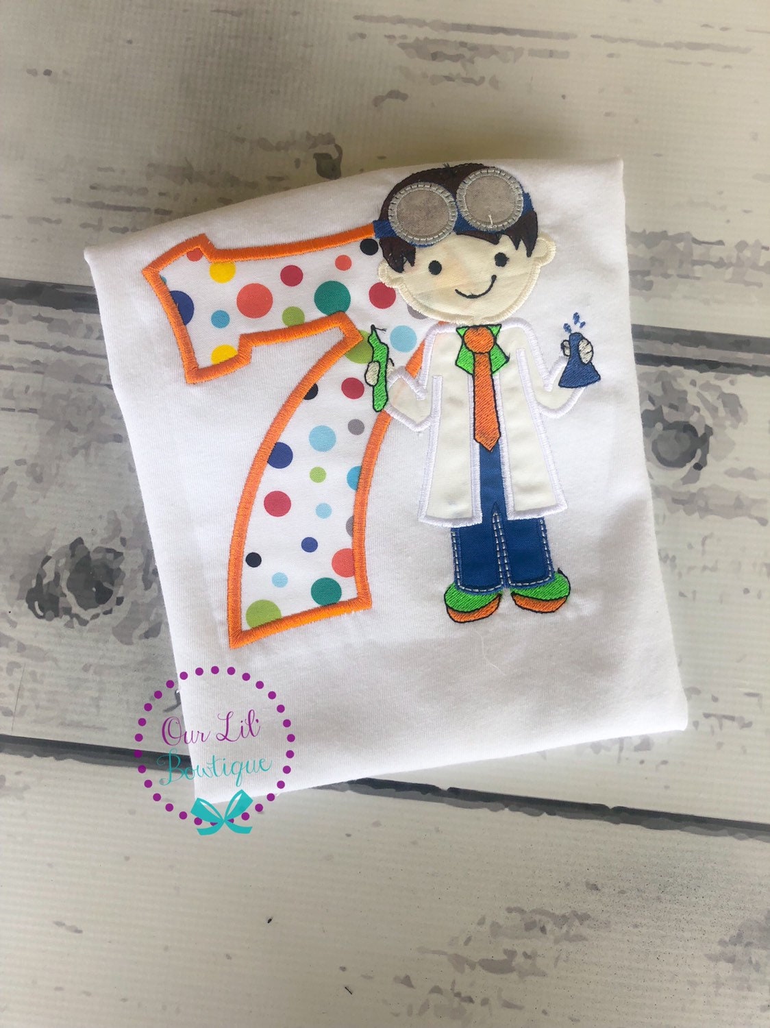 Personalized Scientist Birthday Shirt: Applique Outfit