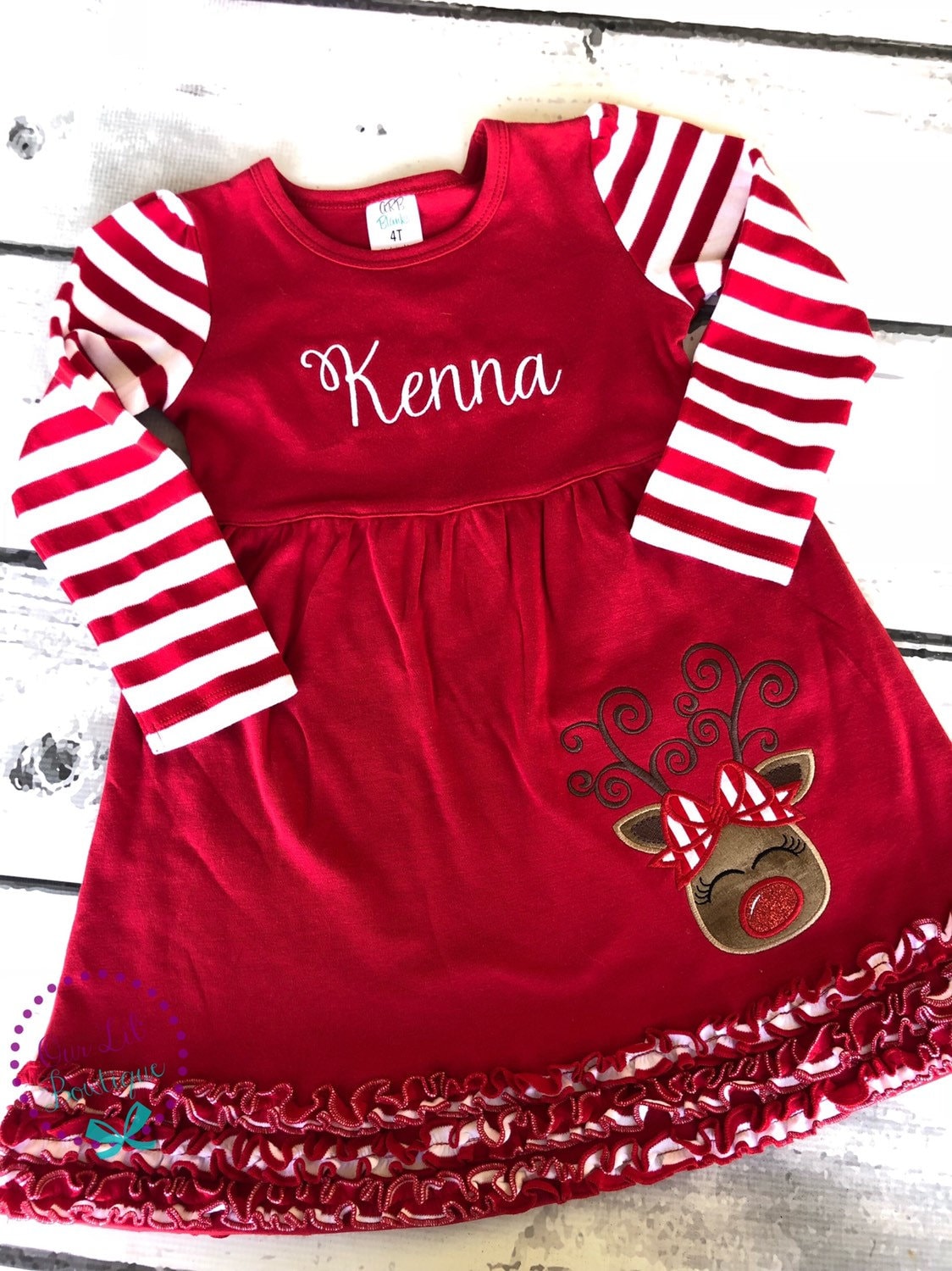 Personalized Reindeer Applique Christmas Shirt