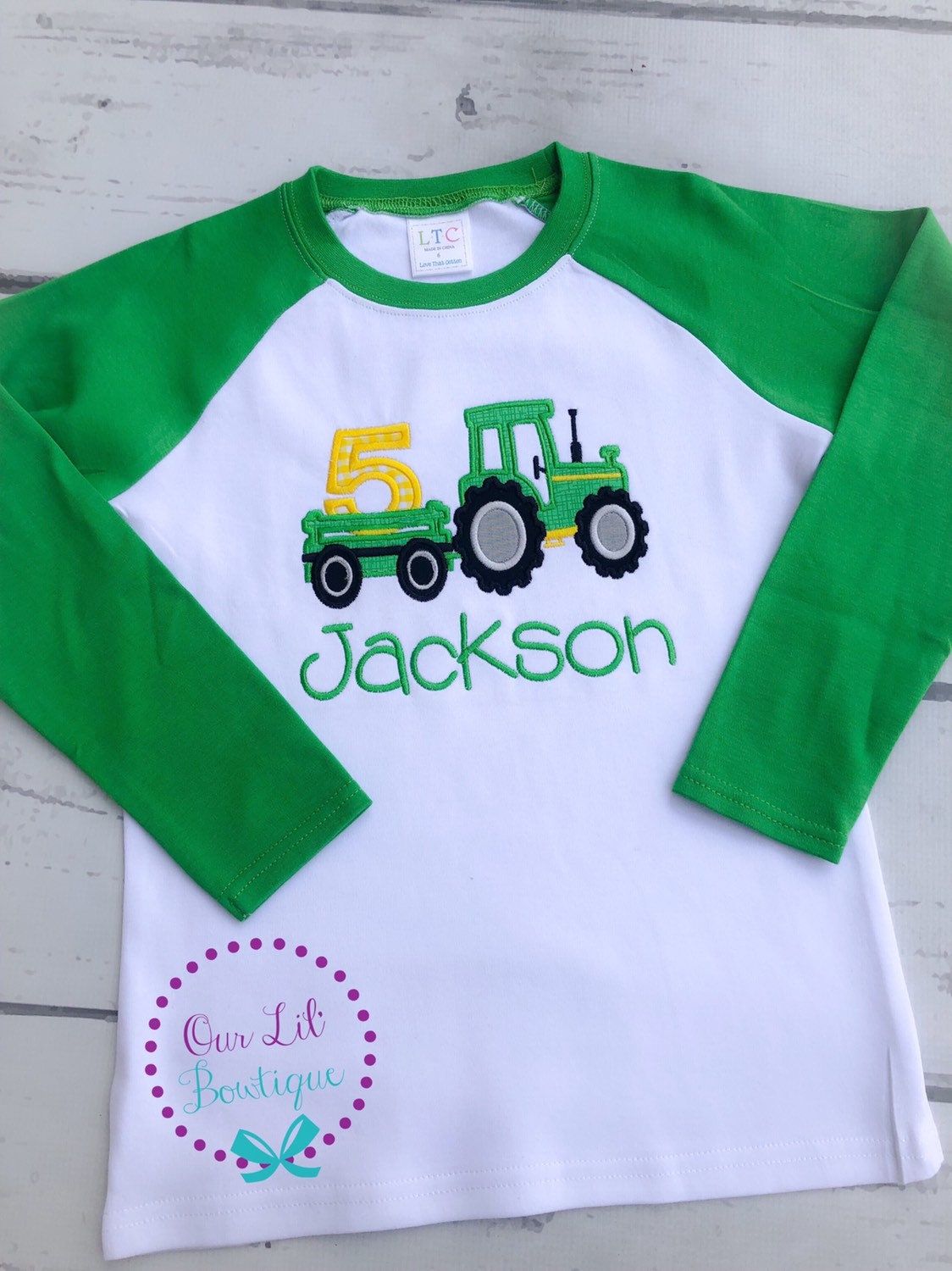 Tractor Birthday Shirt: Embroidered Farm Party Outfit