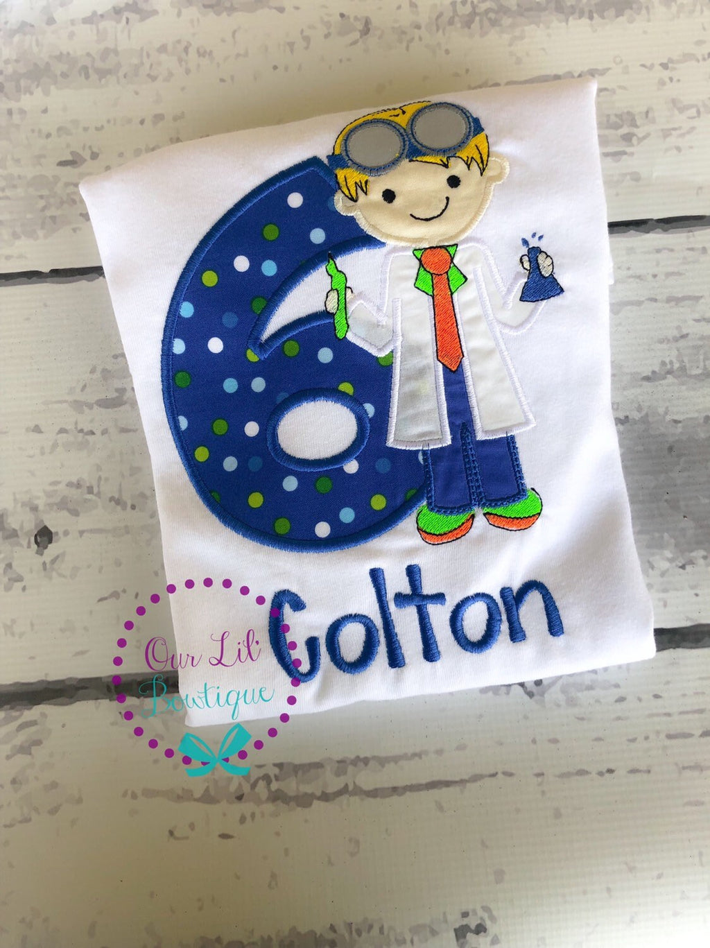 Personalized Scientist Birthday Shirt: Applique Outfit