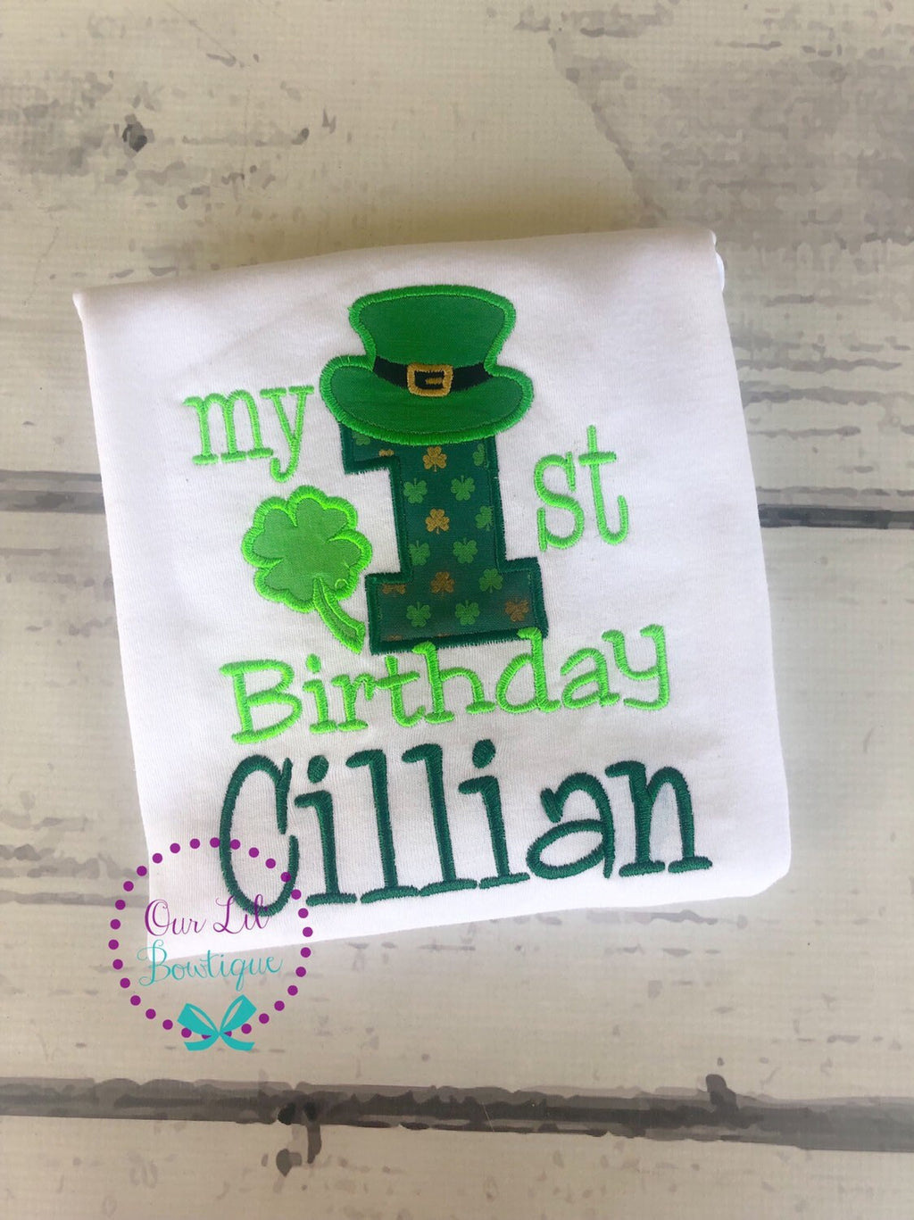 Shamrock 1st Birthday Shirt: Personalized St. Patrick's Day Bodysuit