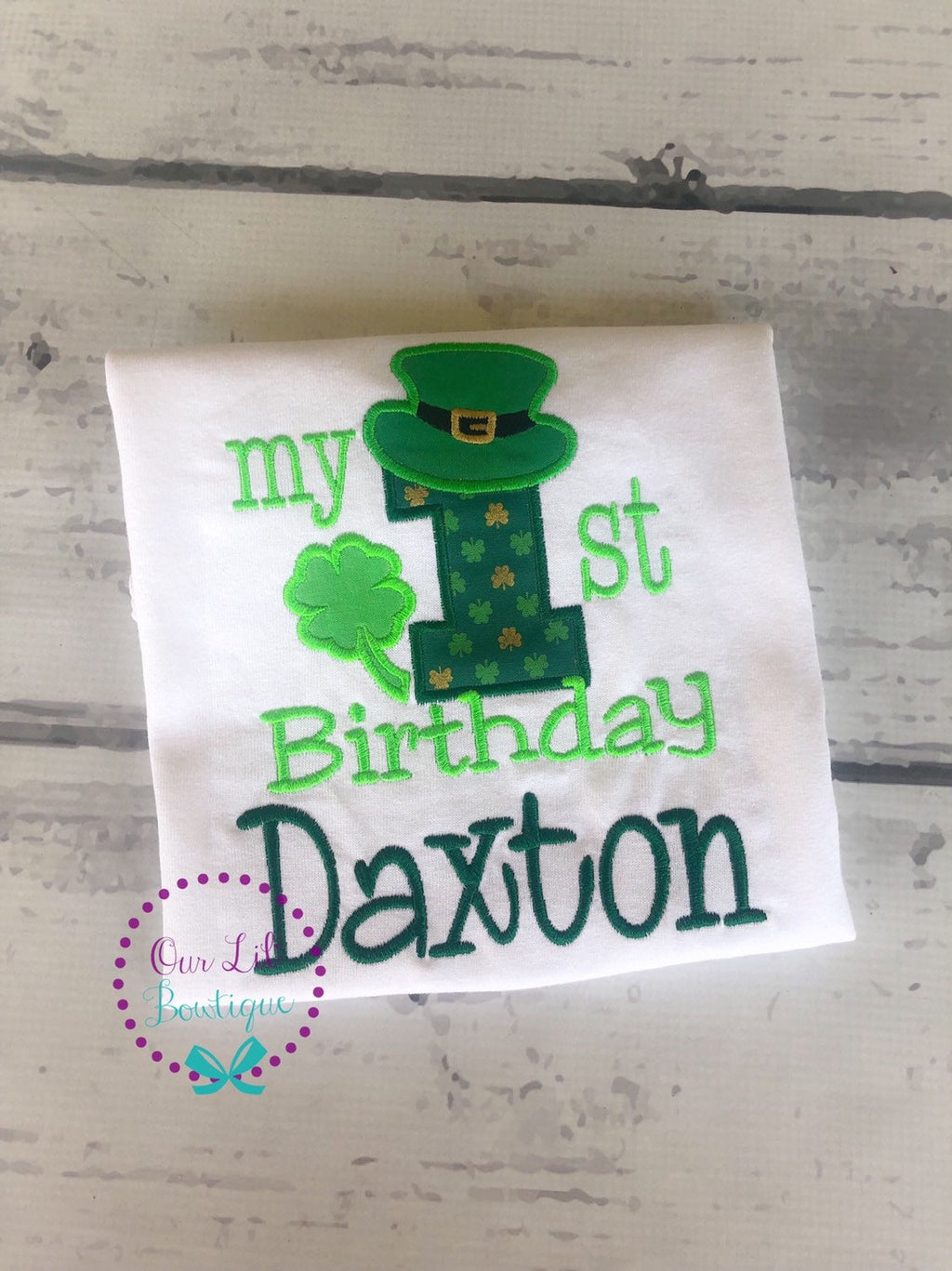 Shamrock 1st Birthday Shirt: Personalized St. Patrick's Day Bodysuit