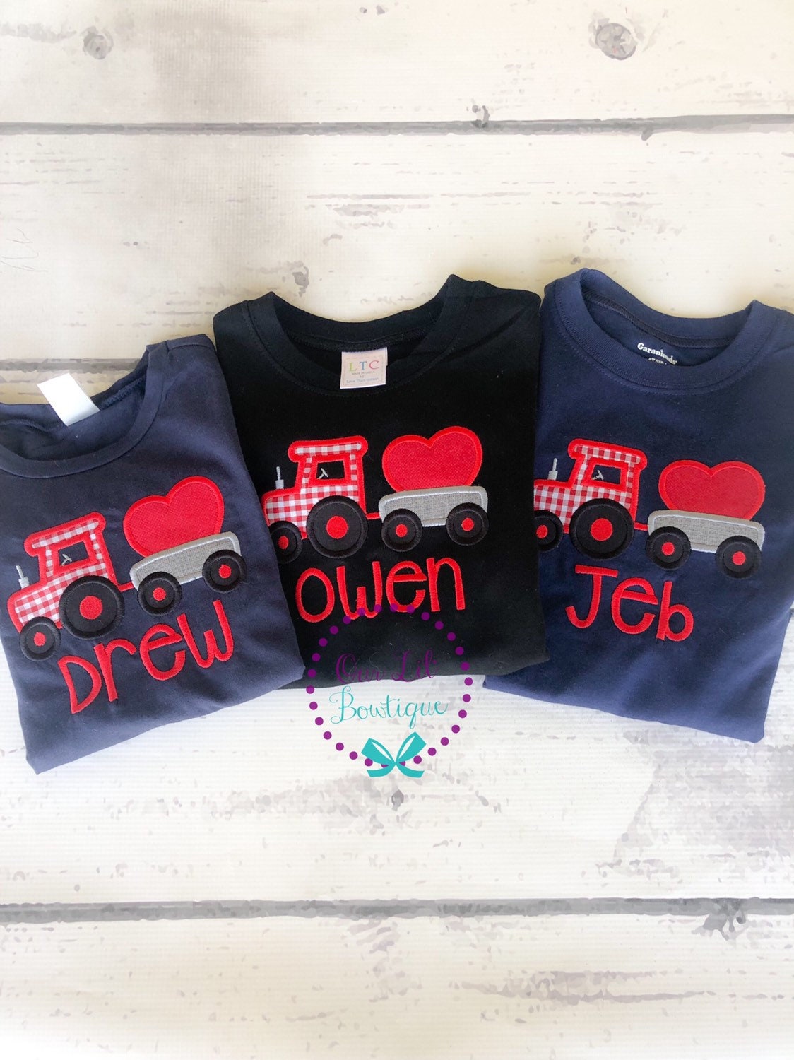 Valentine's Tractor Shirt: Personalized Heart Appliqué