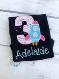 Rocket Ship Birthday Shirt: Embroidered Space Party Tee