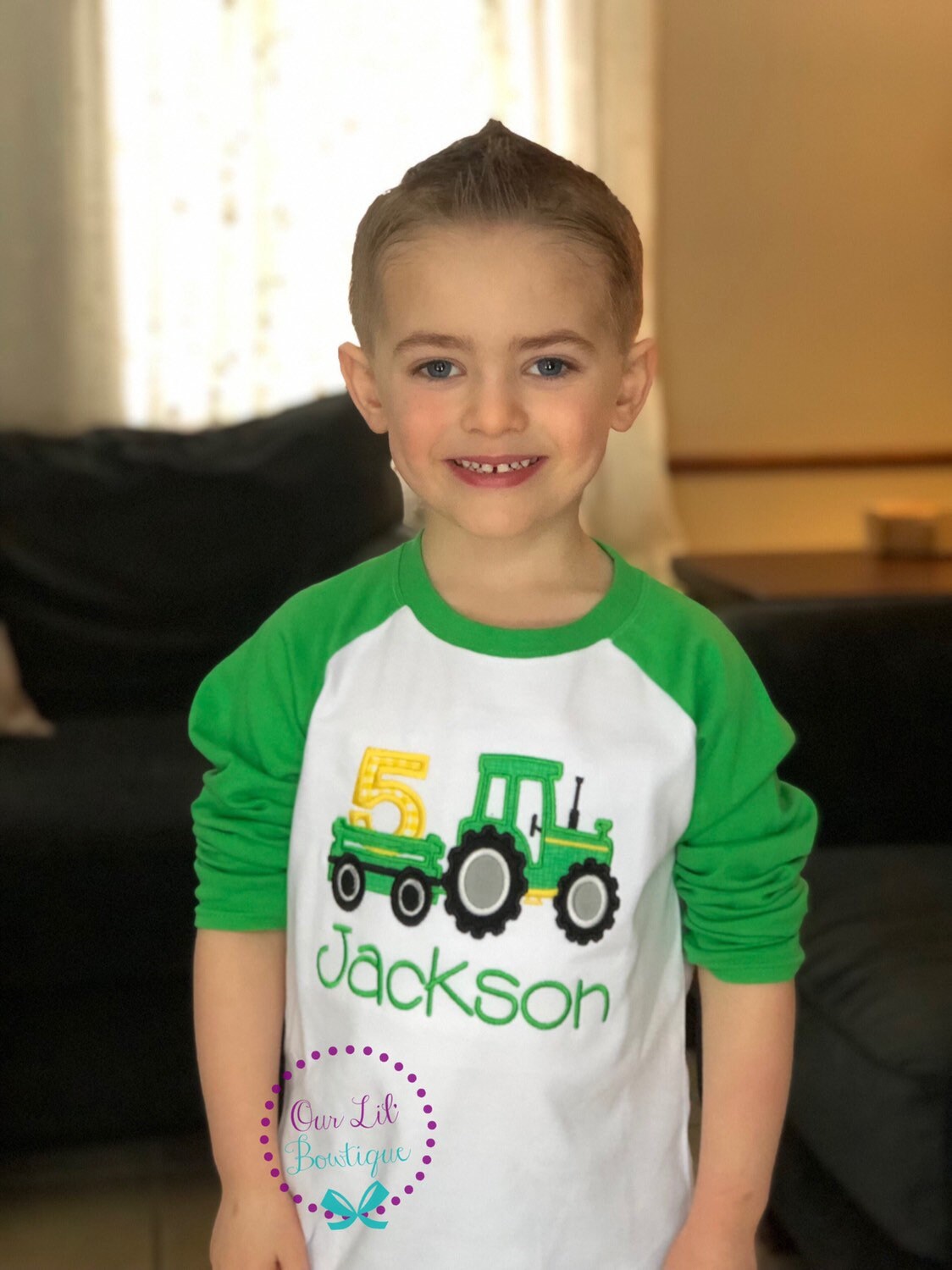 Tractor Birthday Shirt: Embroidered Farm Party Outfit