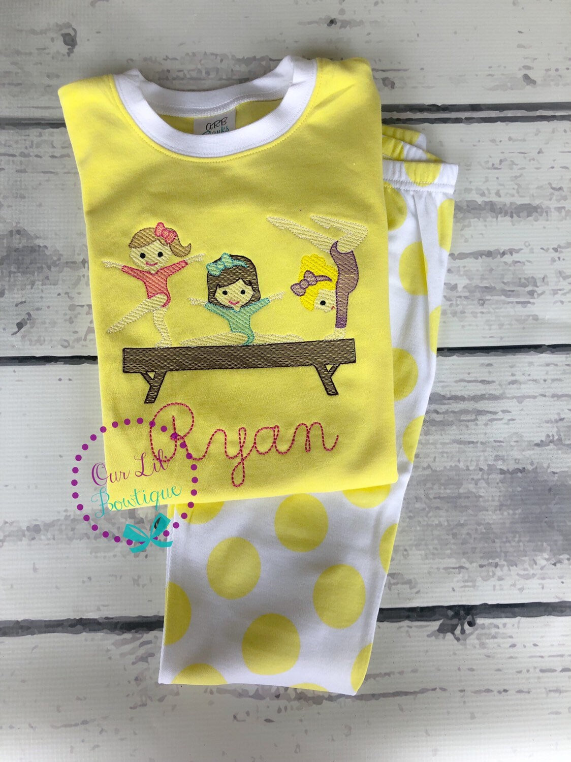 Embroidered Gymnastics Outfit: Personalized Gymnast Shirt & Pants