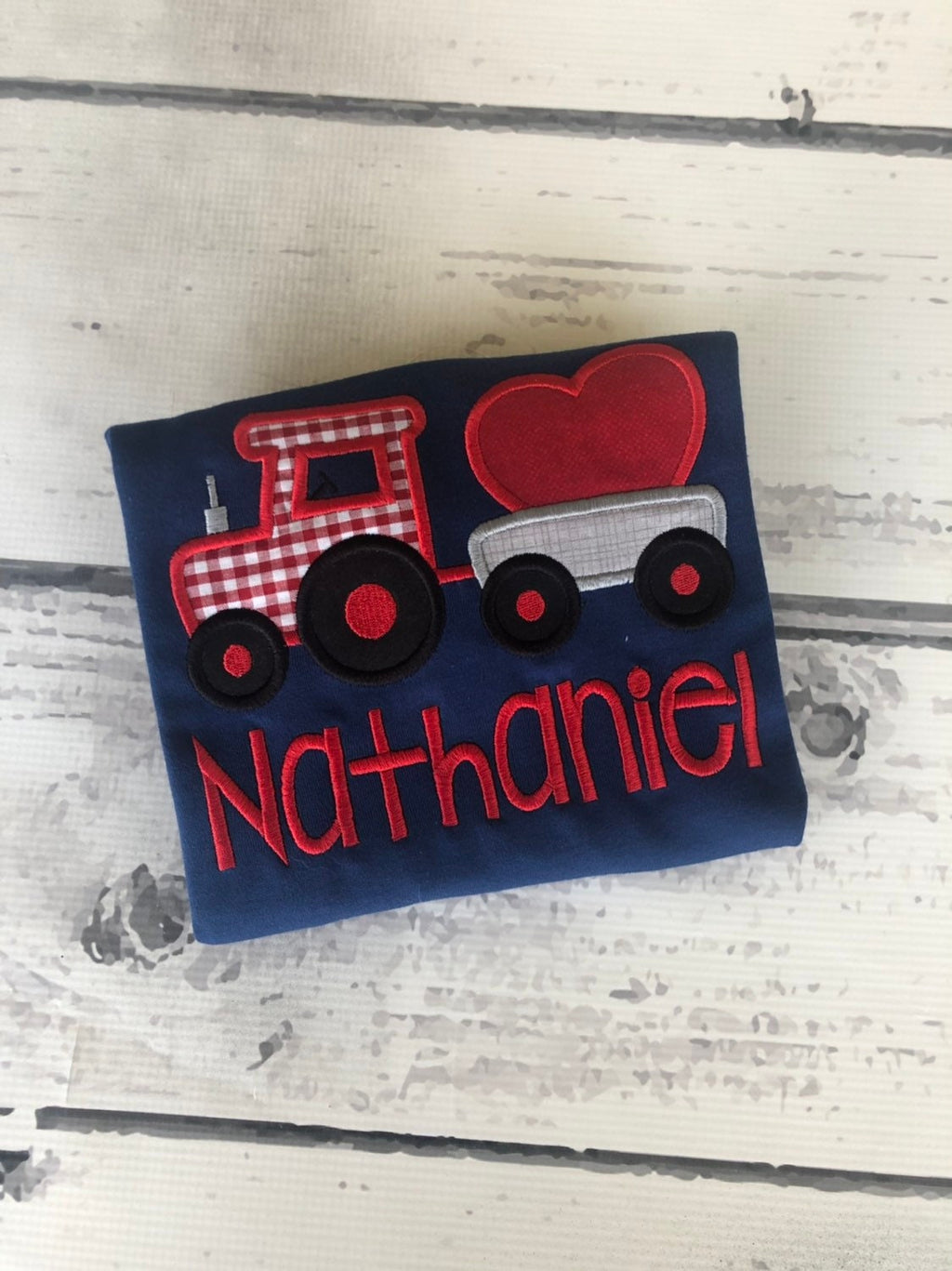 Valentine's Tractor Shirt: Personalized Heart Appliqué