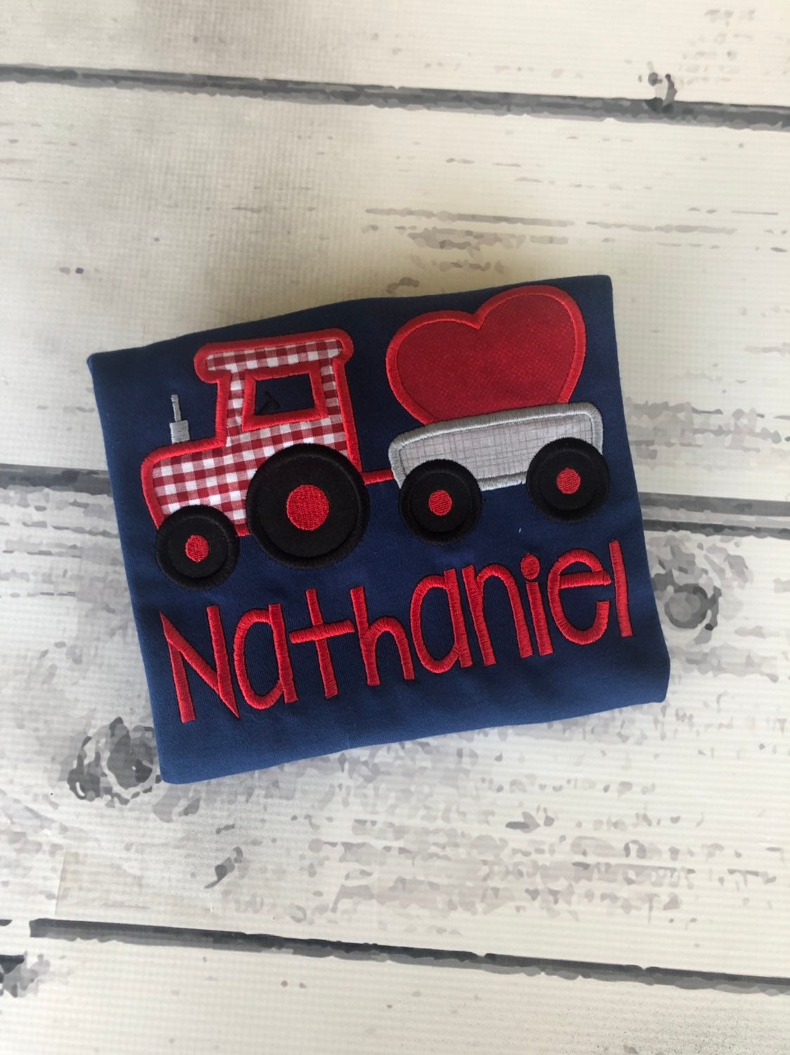 Valentine's Tractor Shirt: Personalized Heart Appliqué