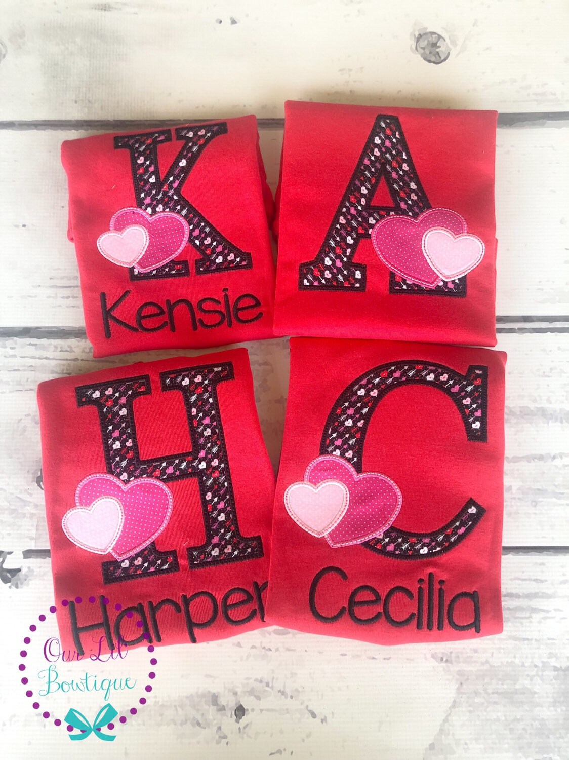 Personalized Valentine Applique Shirt - Initial Heart - Kids Valentine's Day