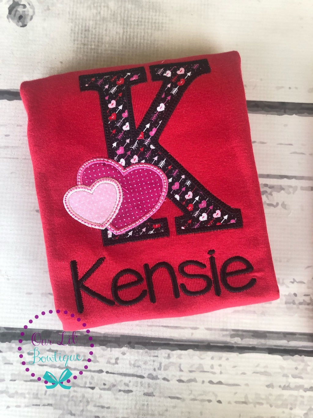 Personalized Valentine Applique Shirt - Initial Heart - Kids Valentine's Day