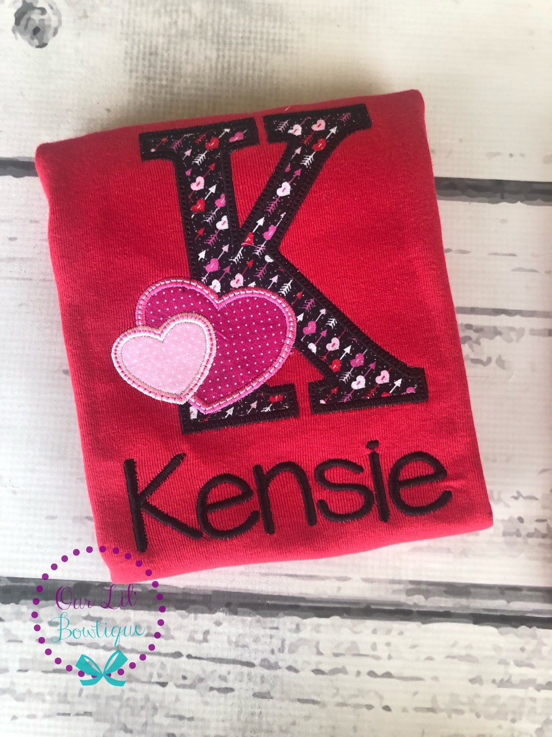 Personalized Valentine Applique Shirt - Initial Heart - Kids Valentine's Day