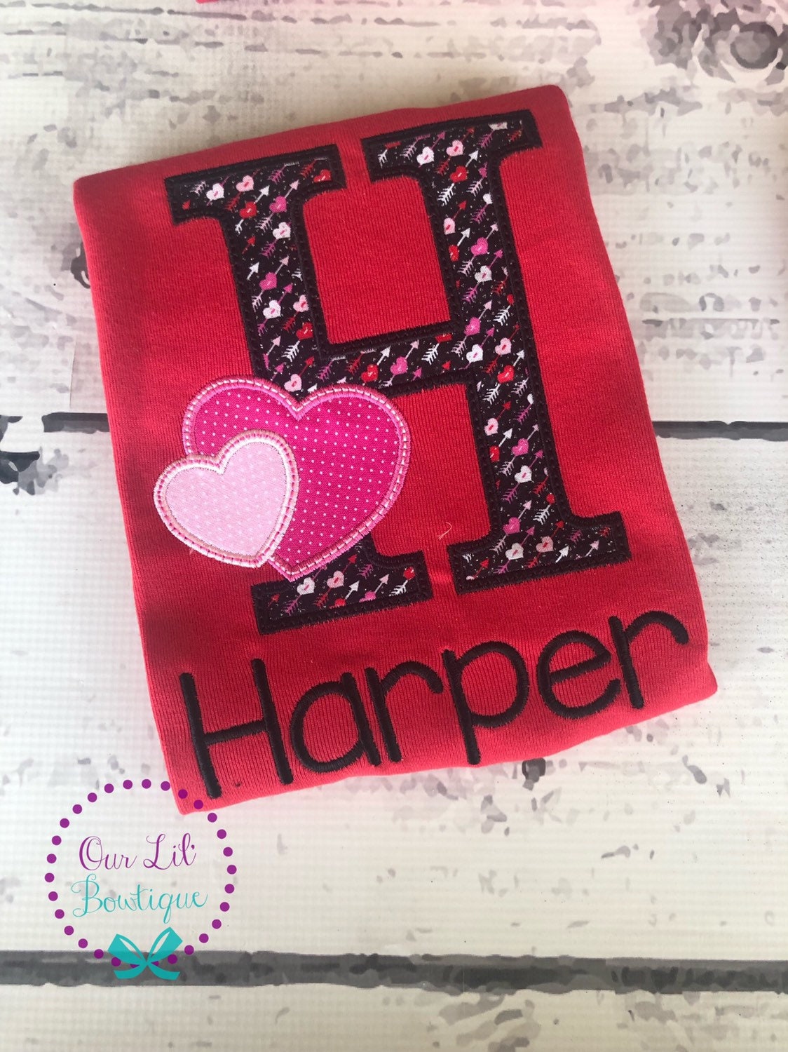Personalized Valentine Applique Shirt - Initial Heart - Kids Valentine's Day