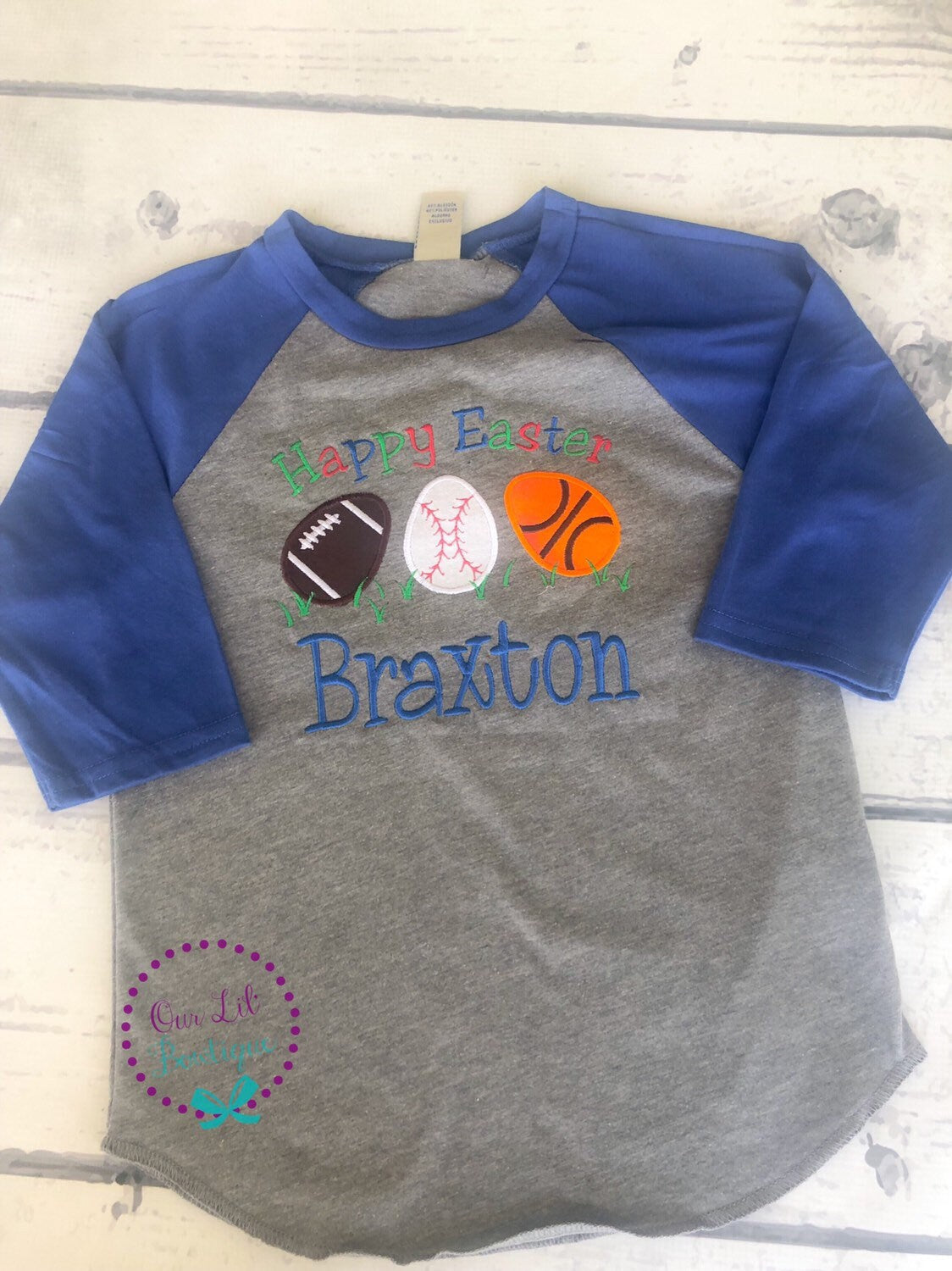Personalized Easter Shirt: Sports Egg Appliqué, Boys Easter T-Shirt