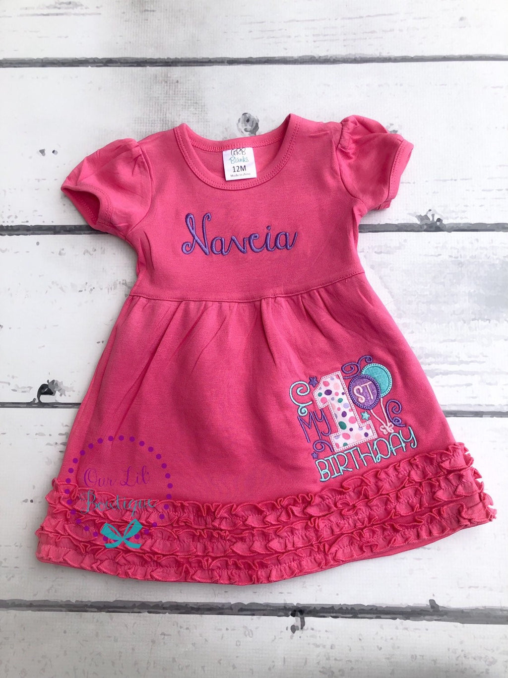 Girls Personalized Birthday Dress: Balloon Design, Custom Age