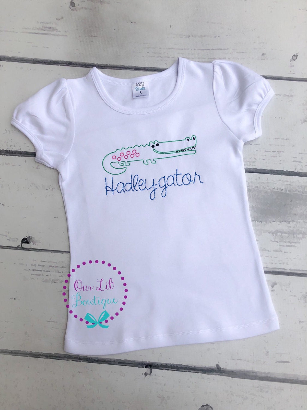Personalized Alligator Shirt: Vintage Stitch Embroidery