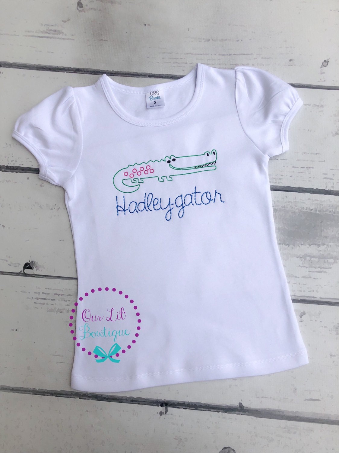 Personalized Alligator Shirt: Vintage Stitch Embroidery