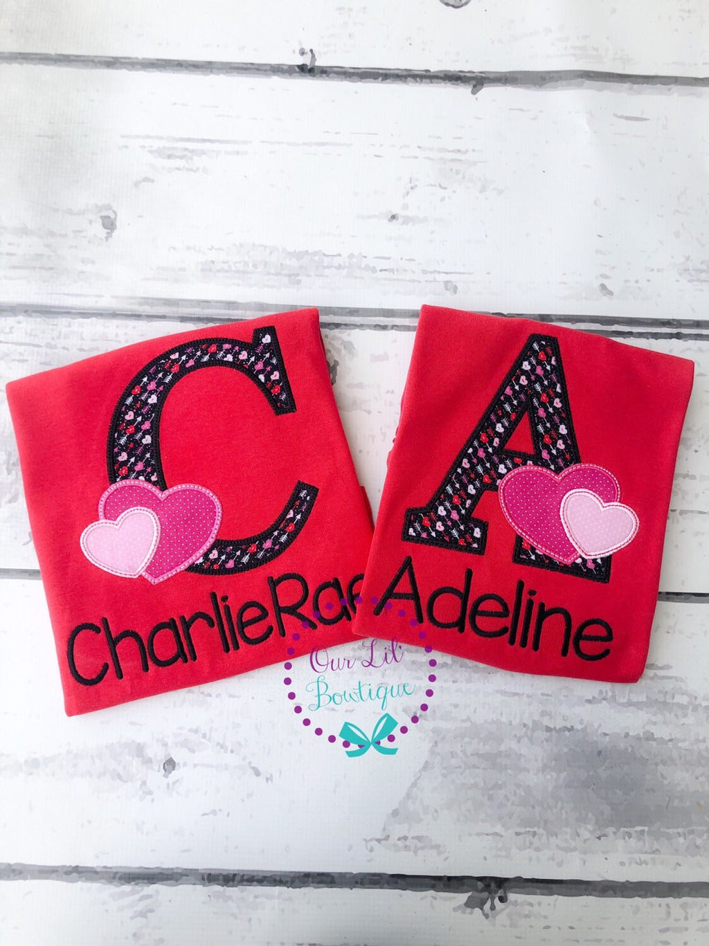 Personalized Valentine Applique Shirt - Initial Heart - Kids Valentine's Day