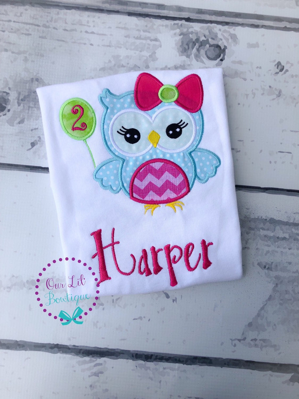 Personalized Owl Birthday Shirt: Appliqué Girl or Boy Outfit