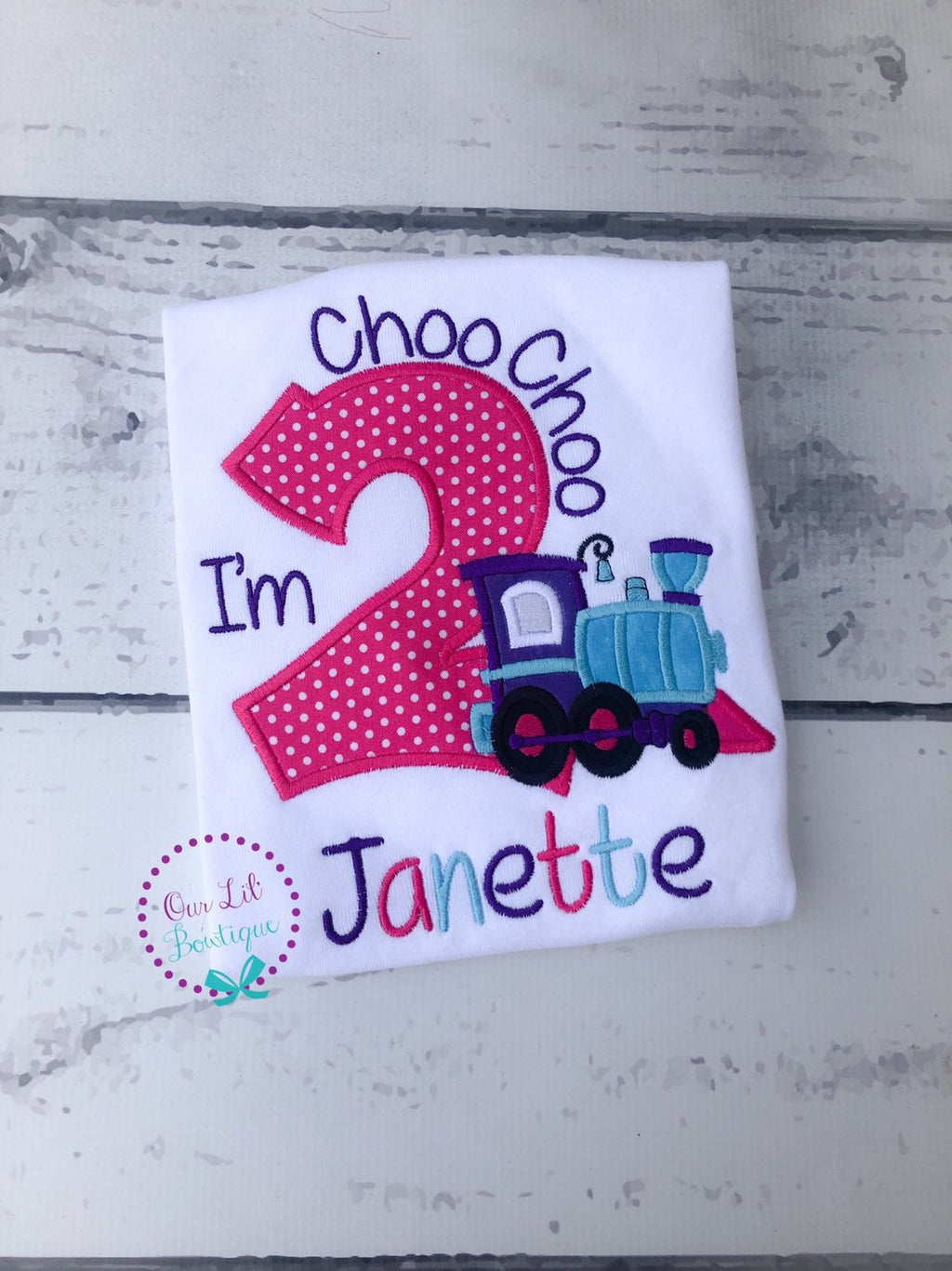 Personalized 2nd Birthday Train Applique Shirt