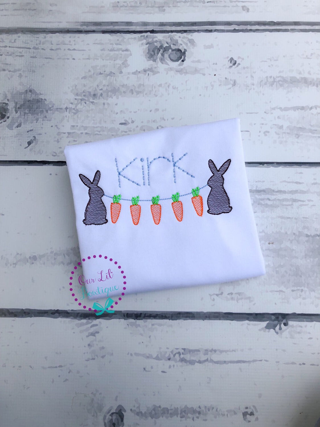 Embroidered Easter Bunny Carrots Shirt - Personalized Boys Tee