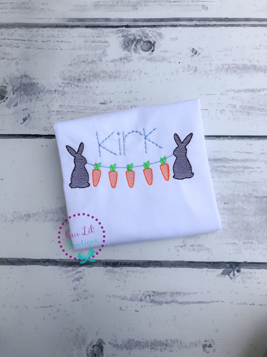Embroidered Easter Bunny Carrots Shirt - Personalized Boys Tee