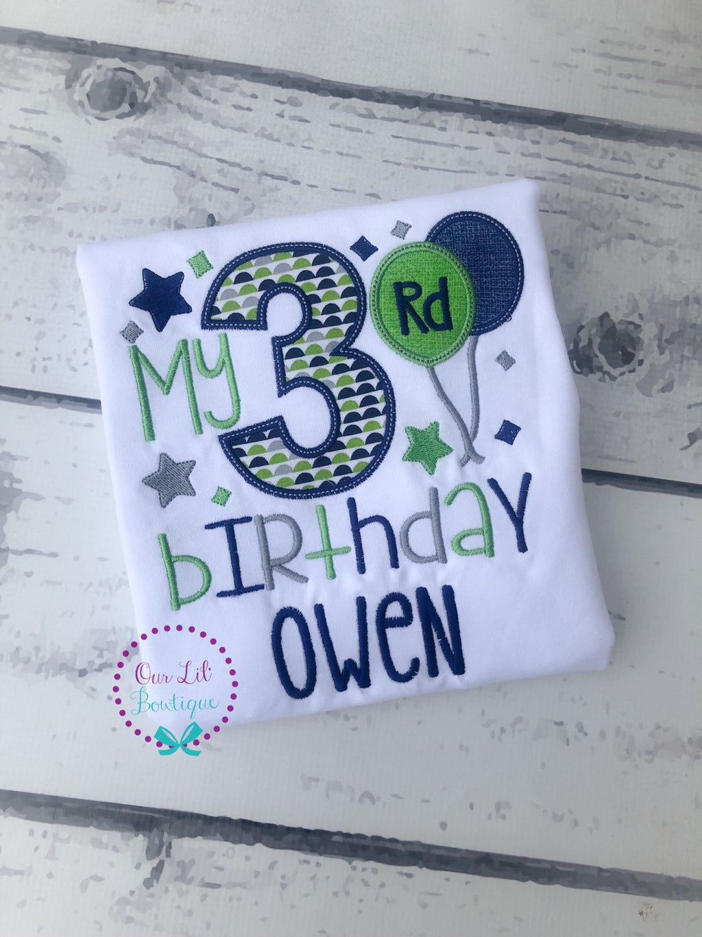 Personalized Boys Birthday Shirt: Embroidered Balloons, Custom Age