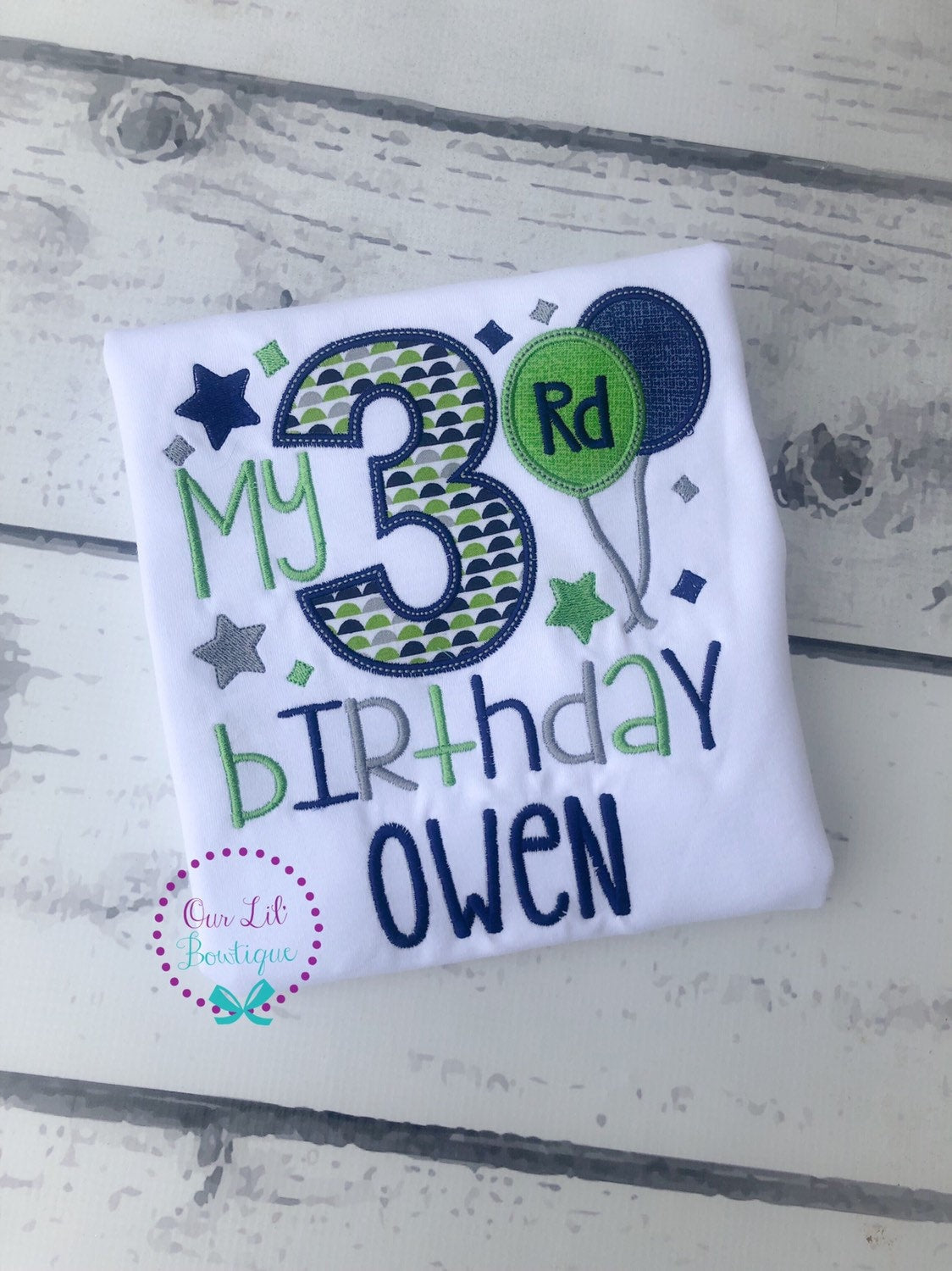 Personalized Boys Birthday Shirt: Embroidered Balloons, Custom Age